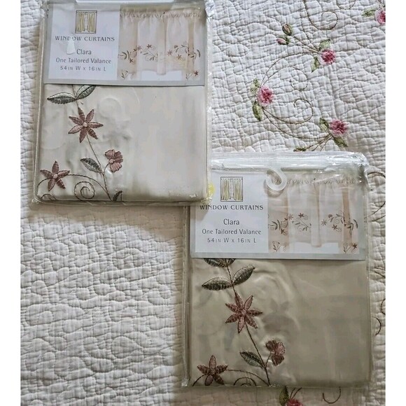 CHF Industries 2 Pair Clara 54"W x 16"L Tailored Valences - Picture 1 of 7